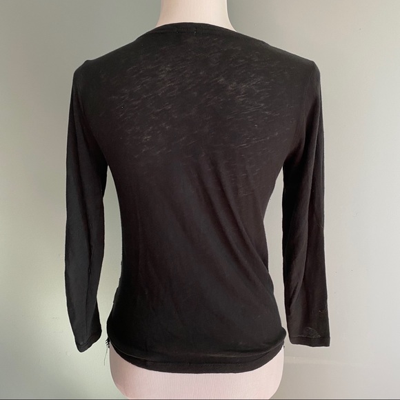 J Crew crocheted front black long sleeved top - Picture 4 of 7